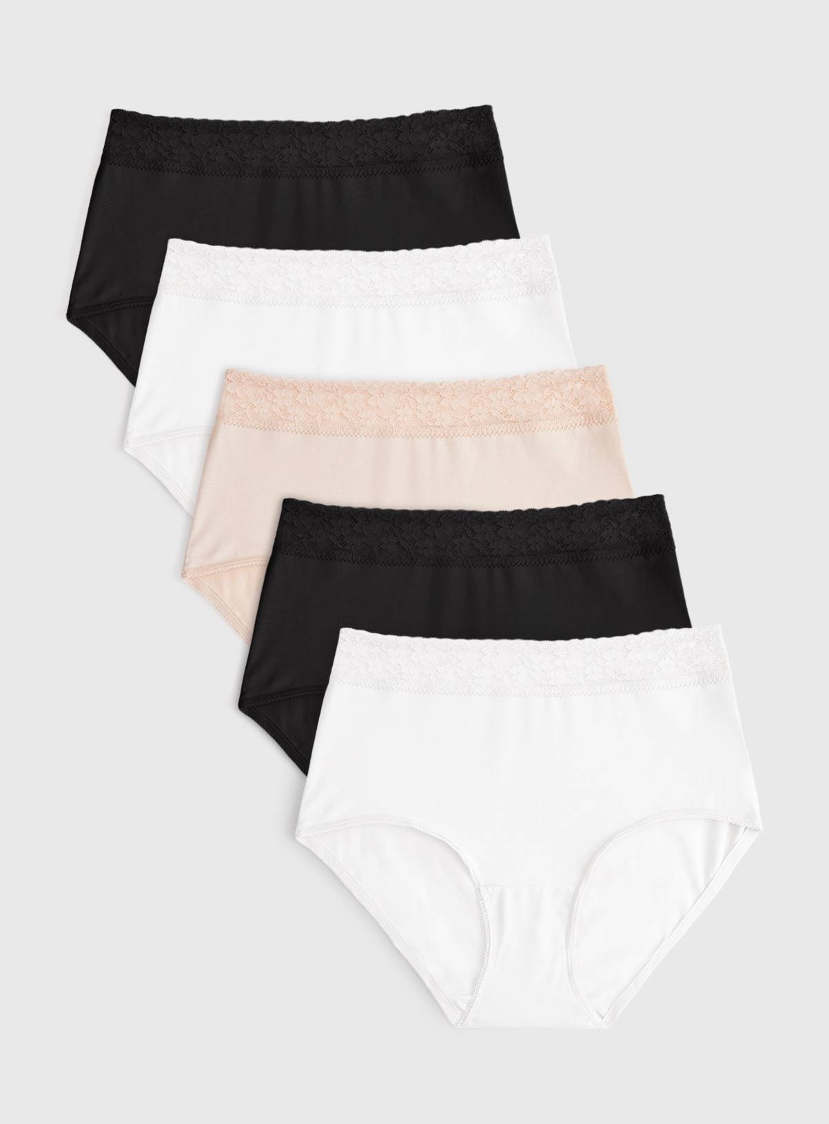 Mono & Nude Lace Detail Full Brief Knickers 5 Pack 24 - Image 1